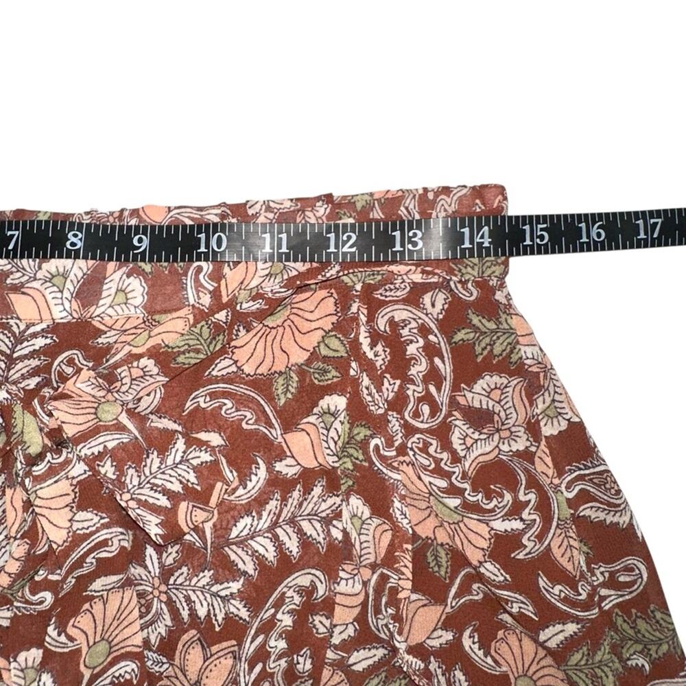 Anthropologie Luca Faux Wrap Printed Mini Skirt SMALL in Brown Motif - Picture 6 of 7